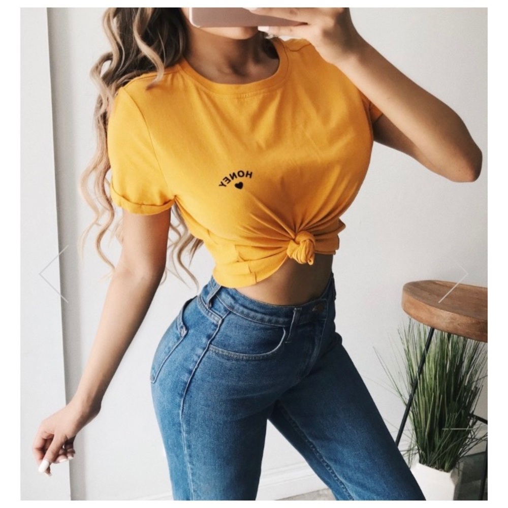 Mustard Honey Cropped T shirt